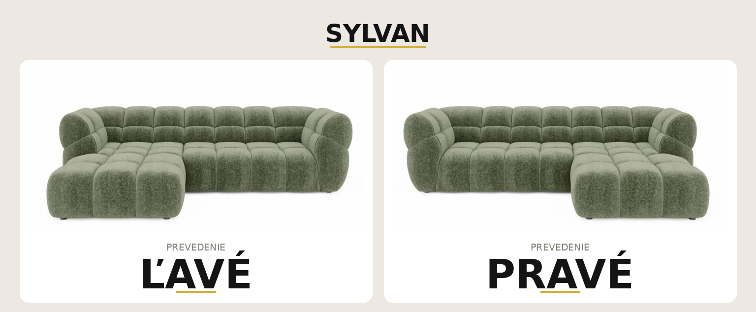 Rohová sedačka SYLVAN – ľavé a pravé prevedenie